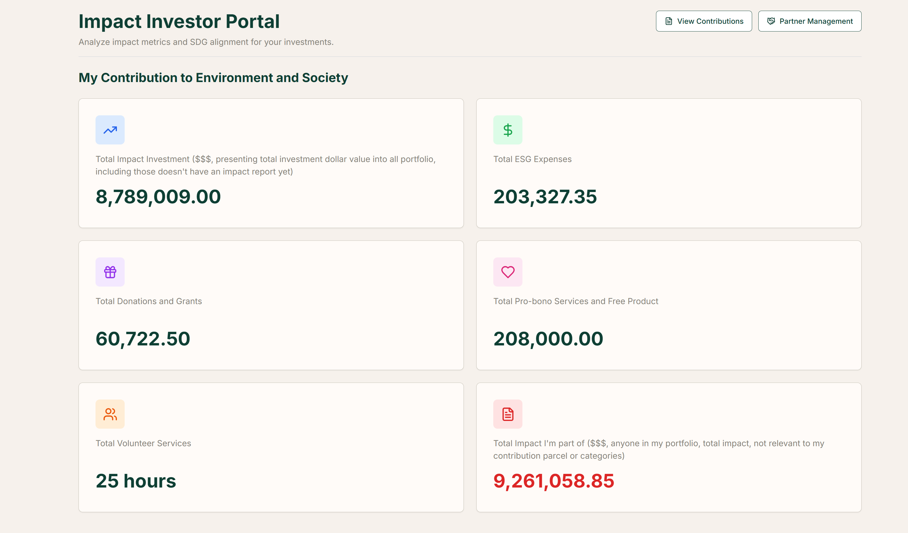 Impact Investor Portal - analyze impact metrics and SDG alignment for your investments